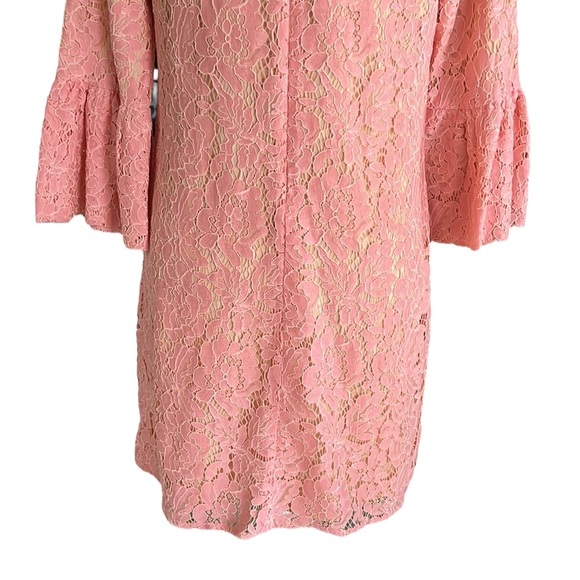NWT JB by Julie Brown Pink Lace 3/4 Ruffle Bell Sleeve Shift Mini Dress - M - Picture 8 of 12
